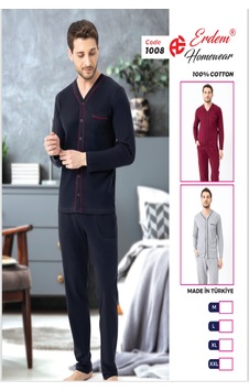 Erdem Erkek Boydan Düğmeli Pijama Takımı Dfn1008 Lacivert Erdem Erkek Boydan Düğmeli Pijama Takımı Dfn1008 Lacivert