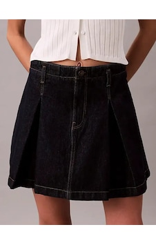 Calvin Klein Pleated Denım Skırt Ck Classıc R Lacivert Kadın Etek Calvin Klein Pleated Denım Skırt Ck Classıc R Lacivert Kadın Etek