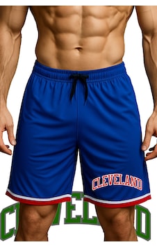 Top Glory Cepli Cleveland Baskılı Basketbol Şortu Spor Şort Mavi Top Glory Cepli Cleveland Baskılı Basketbol Şortu Spor Şort Mavi