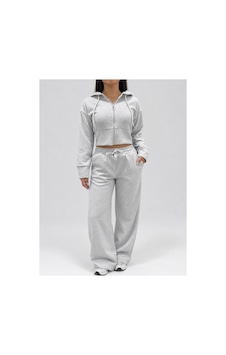 Modanida Kadın Gri Crop Fermuarlı Kapüşonlu Sweatshirt Ve Bol Paça Eşofman Altı Kalın Kumaş Alt-üst Takım Gri Gri Modanida Kadın Gri Crop Fermuarlı Kapüşonlu Sweatshirt Ve Bol Paça Eşofman Altı Kalın Kumaş Alt-üst Takım Gri Gri