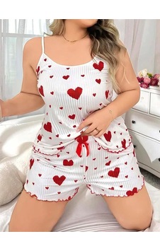 Veraura Lifestyle Büyük Beden Desen Pamuklu Şortlu Pijama Takımı Beyaz Veraura Lifestyle Büyük Beden Desen Pamuklu Şortlu Pijama Takımı Beyaz