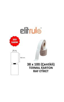 Elitrulo Termal Karton Raf Etiketi 38mm X 100mm Çentikli - 350 Adet
