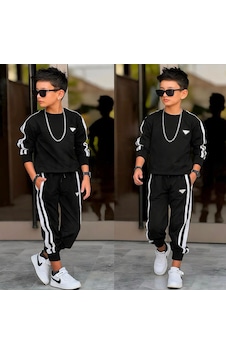 Erkek Çocuk 2 Parça Eşofman Takımı Sweatshirt Ve Pantolon Spor Şık Takım 60335-s Siyah Erkek Çocuk 2 Parça Eşofman Takımı Sweatshirt Ve Pantolon Spor Şık Takım 60335-s Siyah