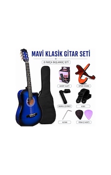 Kesik Kasa Mavi Klasik Gitar Seti 8 Parça Full Set Kesik Kasa Mavi Klasik Gitar Seti 8 Parça Full Set