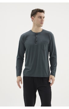 Kocabey Bu-26360 Erkek Midi Yaka Battal Pijama Takımı Füme Kocabey Bu-26360 Erkek Midi Yaka Battal Pijama Takımı Füme