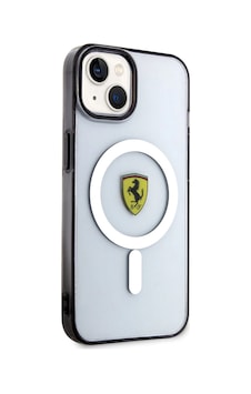Apple iPhone Uyumlu 14 Plus Kılıf Ferrari M-safe Şarj Özellikli Transparan Dizayn Kapak Renksiz