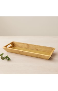 Bambu Ahşap Sunum Tepsisi 16x40x4 Cm Çift Kulplu Açık Mavi Bambu Ahşap Sunum Tepsisi 16x40x4 Cm Çift Kulplu Açık Mavi