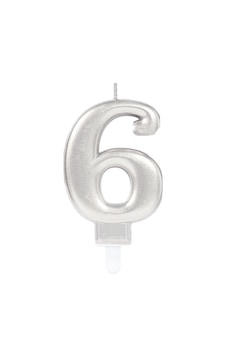 6 Rakam Mum Gümüş Renk Çr 6 Rakam Mum Gümüş Renk Çr