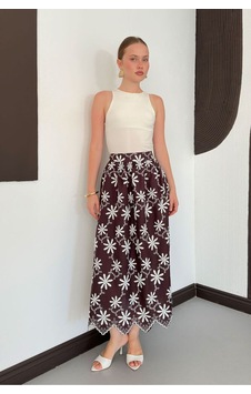 Verymoda Nakışlı Etek D2914 Kahve Verymoda Nakışlı Etek D2914 Kahve