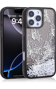Apple Uyumlu iPhone 14 Pro Max Kılıf Sıvılı Simli Kelebek Tasarım Şeffaf Liquid Glittery Silikon Kapak Siyah Apple Uyumlu iPhone 14 Pro Max Kılıf Sıvılı Simli Kelebek Tasarım Şeffaf Liquid Glittery Silikon Kapak Siyah