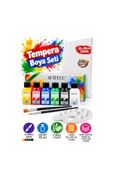 35x50 Tuval Ve 6x75 Ml Tempera Guaj Boya Seti Fırça Ve Paletli Set Artdeco Çok Renkli 35x50 Tuval Ve 6x75 Ml Tempera Guaj Boya Seti Fırça Ve Paletli Set Artdeco Çok Renkli