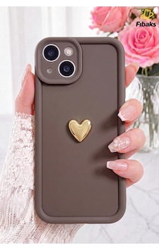 Fibaks iPhone 13/14 Uyumlu Kılıf 3d Kalp Tasarımlı Kahverengi Desenli Yumuşak Kamera Korumalı Silikon Kapak Fibaks iPhone 13/14 Uyumlu Kılıf 3d Kalp Tasarımlı Kahverengi Desenli Yumuşak Kamera Korumalı Silikon Kapak