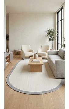 Natura Sisal Hasır Görünümlü Çerçeveli Oval Halı Ntr08 Gri-krem Natura Sisal Hasır Görünümlü Çerçeveli Oval Halı Ntr08 Gri-krem
