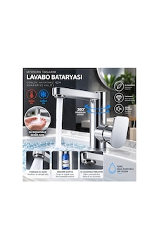 Krom Lavabo Bataryası 360 Döner Gövde Seramik Kartuşlu Tek Kumandalı Şık Tasarım Gümüş Krom Lavabo Bataryası 360 Döner Gövde Seramik Kartuşlu Tek Kumandalı Şık Tasarım Gümüş