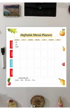 Menü Planlayıcı Haftalık Pvc Kaplı Yazılıp Silinebilir 30x30 Cm +