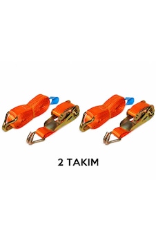 Kancalı Mini Yük Gerdirme Kiti 4 Metre 800 Kg Cırcırlı Bağlama Kayışı Kancalı - 2 Takım