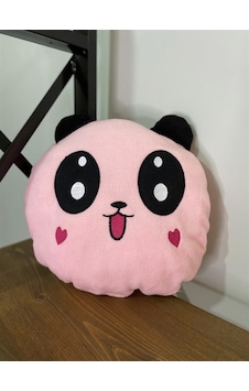 Pembe Peluş Panda Tasarımlı Yastık Pembe