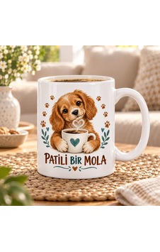 Vaveni Patili Bir Mola Sevimli Köpek Ve Kahve Tasarımlı Porselen Kupa - Model 267 Arz Diğer Vaveni Patili Bir Mola Sevimli Köpek Ve Kahve Tasarımlı Porselen Kupa - Model 267 Arz Diğer