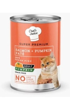 Chef's Choice Somonlu ve Balkabaklı Tahılsız Ezme Yetişkin Kedi Konservesi 400 G Chef's Choice Somonlu ve Balkabaklı Tahılsız Ezme Yetişkin Kedi Konservesi 400 G