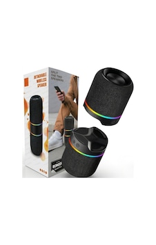 Taşınabilir Bluetooth Hoparlör Sound-twin 10w Tws Stereo Manyetik Özellikli İki Parçaya Ayrılabilen Rgb Işıklı Ipx6 Suya Dayanıklı Type-c Şarjlı Kablosuz Speaker Siyah