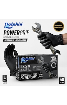 Dolphin Nitril Powergrip Ekstra Kalın Elmas Dokulu İş Eldiveni L 50'li Paket Dolphin Nitril Powergrip Ekstra Kalın Elmas Dokulu İş Eldiveni L 50'li Paket