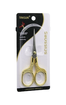 Taksun Scıssors Es-002-g Bıyık Berber Makası 12.8x5.7cm Altın Gold Saplı - 12'li Paket Taksun Scıssors Es-002-g Bıyık Berber Makası 12.8x5.7cm Altın Gold Saplı - 12'li Paket
