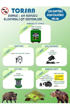 Torsan 220v Adaptörlü Pro 500 Elektrikli Çit Sistemi Domuz - Ayı Kovucu 500mt Torsan 220v Adaptörlü Pro 500 Elektrikli Çit Sistemi Domuz - Ayı Kovucu 500mt