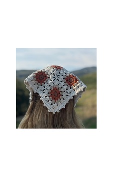 Tığ İşi Örgü Üçgen Bandana: Saç Bandı Bej Bej