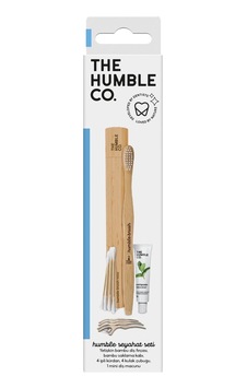 The Humble Co. - Humble Brush Ağız Bakım Seyahat Seti Diş Fırçası + Diş Macunu + Kulak Çubuğu + Kürdanlı Diş İpi + Bambu Kap Sku: Zeusstk10c40e501b
