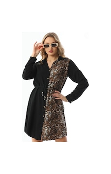 Polologin Butik Leopar Detaylı Siyah Viskon Tunik Kahverengi 3 Polologin Butik Leopar Detaylı Siyah Viskon Tunik Kahverengi 3