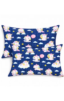 More Home Kapaklı Yastık Kılıfı 2 Adet 50 X 70 Cm Unicorn Mavi Koyu Mavi