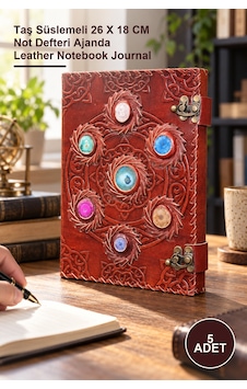 5 Adet Taşlı Deri Defter Taş Süslemeli 26 X 18 Cm Not Defteri Ajanda Leather Notebook Journal Altın 5 Adet Taşlı Deri Defter Taş Süslemeli 26 X 18 Cm Not Defteri Ajanda Leather Notebook Journal Altın