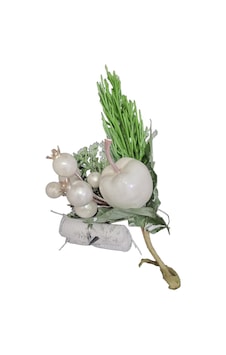 48-0033 Yılbaşı Yapay Çiçek Beyaz Bitkili Yapraklı Boy 17cm