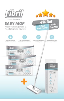 Easy Mop Pratik Temizlik Sistemi + 3 Paket Temizleme Havlusu 120 Easy Mop Pratik Temizlik Sistemi + 3 Paket Temizleme Havlusu 120