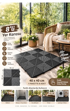 Porsima 0775 Antrasit Geçmeli Plastik Yer Karosu 8'li Set Kaymaz Izgaralı Balkon, Banyo & Teras Zemin Karo 40x40 Cm Porsima 0775 Antrasit Geçmeli Plastik Yer Karosu 8'li Set Kaymaz Izgaralı Balkon, Banyo & Teras Zemin Karo 40x40 Cm
