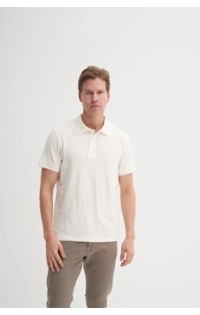 Cazador Polo Yaka Regular Fit Örme Dalga Desenli Tişört Ekru Cazador Polo Yaka Regular Fit Örme Dalga Desenli Tişört Ekru