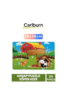 Özel Seri Eğitici Zeka Geliştirici Öğretici El Göz Koordinasyonu Ahşap Puzzle Köpek Kedi - 24 Parça