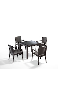 Kahverengi Rattan Dış Mekan Masa Sandalye Takımı - 4 Kişilik 90x9 Venge Kahverengi Rattan Dış Mekan Masa Sandalye Takımı - 4 Kişilik 90x9 Venge