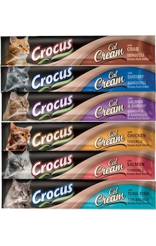 Crocus Premium Kedi Krema Ödülü 6 Aromalı 6 X 15gr Crocus Premium Kedi Krema Ödülü 6 Aromalı 6 X 15gr