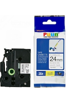 Puun Brother P-Touch TZE-FX251 24MM x 8m Beyaz Üzerine Siyah Esne