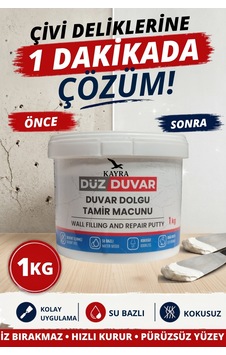 1 Kg Hazır Duvar Tamir Dolgu Macunu Alçı Sıva Derin Boşluk Çatlak Doldurucu Kapatıcı Giderici - Beyaz İç Dış Mekan Macun, Pratik Kolay Alçı Tamir Seti, Prefabrik Alçıpan Duvar Çatlağı Kapatma Beyaz