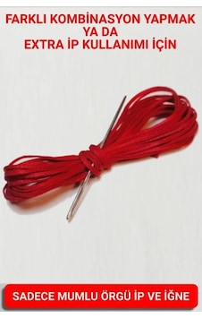 Direksiyon Kılıfı Dikmek İçin Mumlu İp Ve İğne 5 Metre Kırmızı Direksiyon Kılıfı Dikmek İçin Mumlu İp Ve İğne 5 Metre Kırmızı