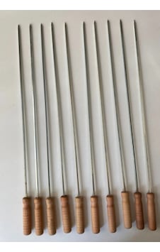 Mobilreyon 12 Adet Ahşap Saplı Kare Şiş 55cm, Kuşbaşı Tavuk Sebze