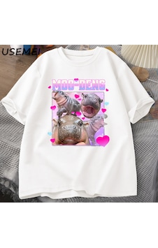 Flood Of Style Komik Moo-deng Bebek Pygmy Hippo Sevimli Hayvanat Bahçesi T Shirt Adam Kadın Nedensel Pamuk K Beyaz Flood Of Style Komik Moo-deng Bebek Pygmy Hippo Sevimli Hayvanat Bahçesi T Shirt Adam Kadın Nedensel Pamuk K Beyaz