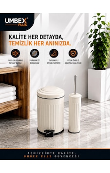 Vintage Krem Set Amortisörlü Yavaş Kapanır Çöp Kovası Fırca 5 Lt Vintage Krem Set Amortisörlü Yavaş Kapanır Çöp Kovası Fırca 5 Lt