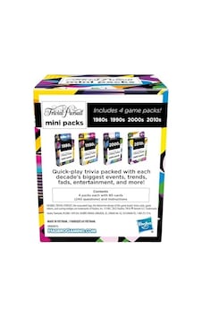 Hasbro Gaming Trivial Pursuit Mini Paketler Çoklu Paket, Yetişkinler Ve Gençler İçin Eğlenceli Trivia Soruları 16+, İçerir 4 Yıllar İçeren 4 Oyun Hasbro Gaming Trivial Pursuit Mini Paketler Çoklu Paket, Yetişkinler Ve Gençler İçin Eğlenceli Trivia Soruları 16+, İçerir 4 Yıllar İçeren 4 Oyun