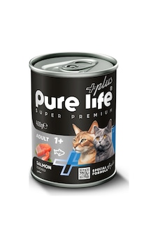 Purelife Plus Somonlu Yetişkin Kedi Konserve Mama 400gr