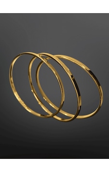 Gold Renk Parlak Ajda Model 316l Çelik Kadın Bilezik Retro & Modern Tasarım 3 Adet Gold