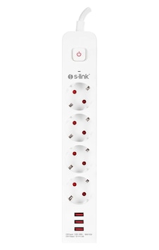 S-lınk Spg403u, 4 Soket, Akım Korumalı Priz, 3xusb 5v 2.4a, 1.5mt %100 Bakır 1.5mm Kablo, 750 Joule Standart S-lınk Spg403u, 4 Soket, Akım Korumalı Priz, 3xusb 5v 2.4a, 1.5mt %100 Bakır 1.5mm Kablo, 750 Joule Standart