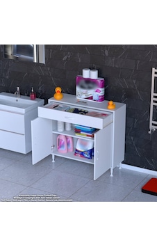 Modilayn Emir 90x88x32,5 Cm 1 Çekmece 2 Kapak 1 Raf 2 Bölme Çok Amaçlı Banyo & Mutfak Dolabı Beyaz Modilayn Emir 90x88x32,5 Cm 1 Çekmece 2 Kapak 1 Raf 2 Bölme Çok Amaçlı Banyo & Mutfak Dolabı Beyaz